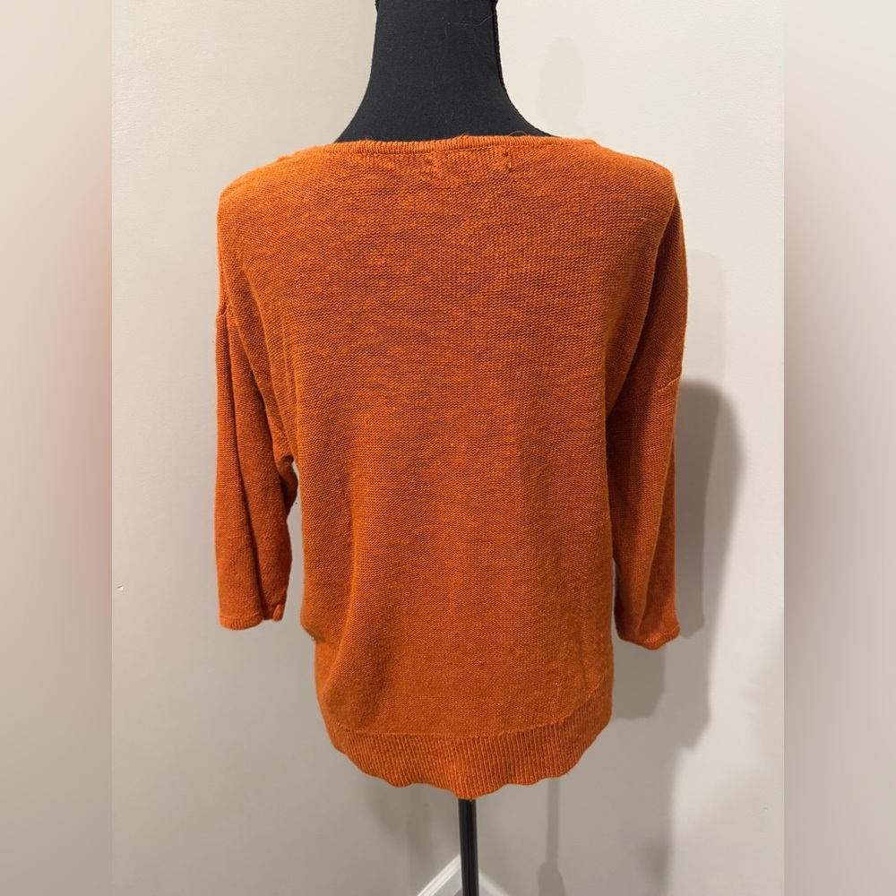 Anthropologie Burnt Orange Crew Neck Sweater -Handcrafted look!-Size Medium‎ - Picture 2 of 7
